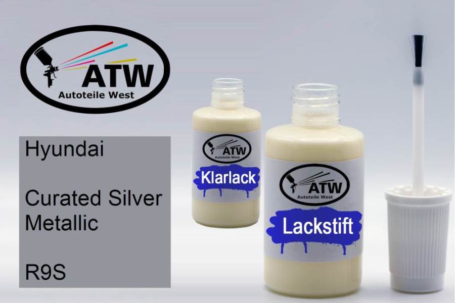 Hyundai, Curated Silver Metallic, R9S: 20ml Lackstift + 20ml Klarlack - Set, von ATW Autoteile West.